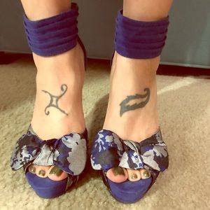 Silver and blue heels